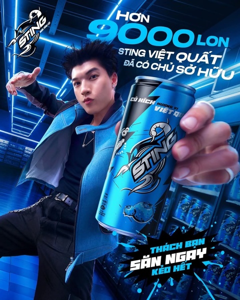 energy drink, sports drink, caffeinated beverage, performance drink, boost drink, product launch, brand awareness, modern typography, energetic, bold, blue, black